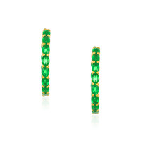 3.10 Ct.Tw. Emerald Hoops Earrings, 18K Yellow Gold Video