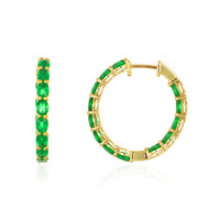 3.10 Ct.Tw. Emerald Hoops Earrings, 18K Yellow Gold Image