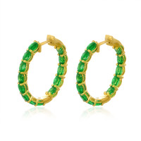 3.10 Ct.Tw. Emerald Hoops Earrings, 18K Yellow Gold Image