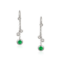 0.58 Ct.Tw. Emerald Natural Diamond Bezel Earrings, 18K White Gold Video