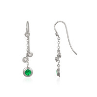 0.58 Ct.Tw. Emerald Natural Diamond Bezel Earrings, 18K White Gold Image