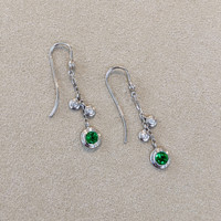 0.58 Ct.Tw. Emerald Natural Diamond Bezel Earrings, 18K White Gold Life Style