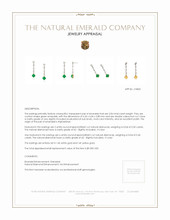 2.06 Ct.Tw. Emerald Natural Diamond Bezel Earrings, 14K White & Yellow Appraisal