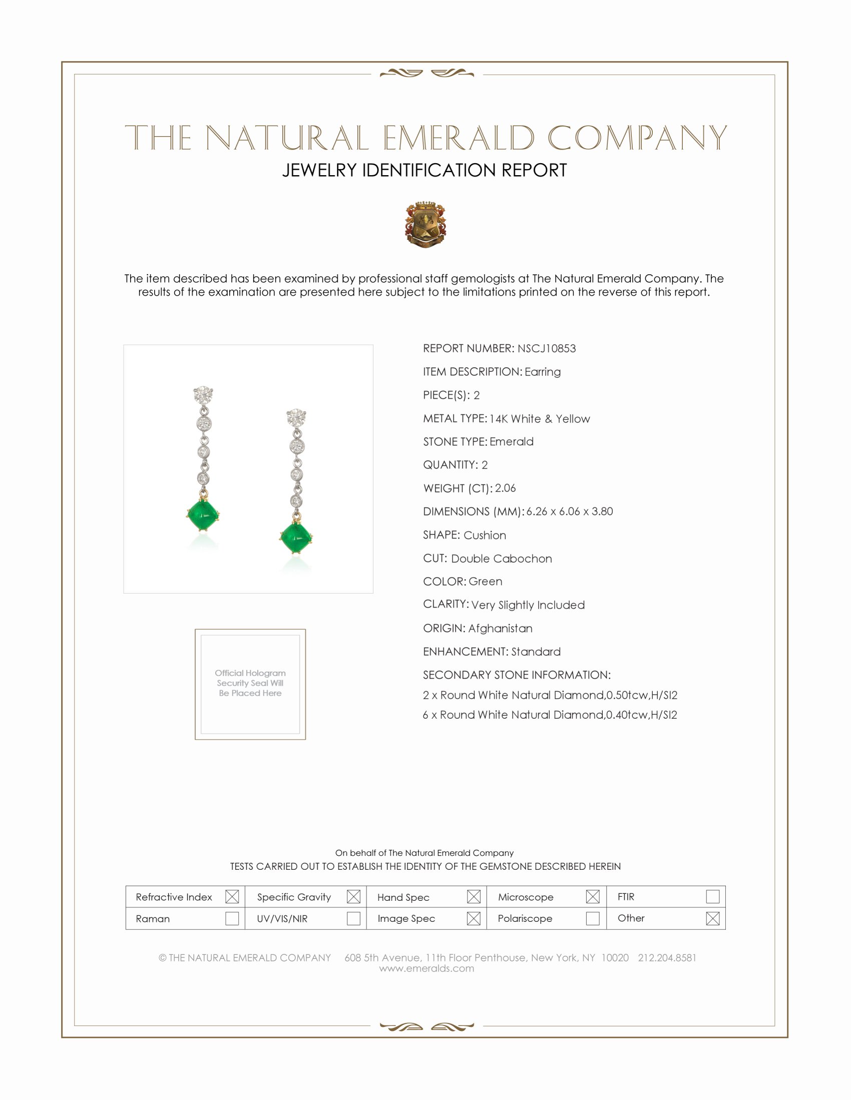 2.06 Ct.Tw. Emerald Natural Diamond Bezel Earrings, 14K White & Yellow