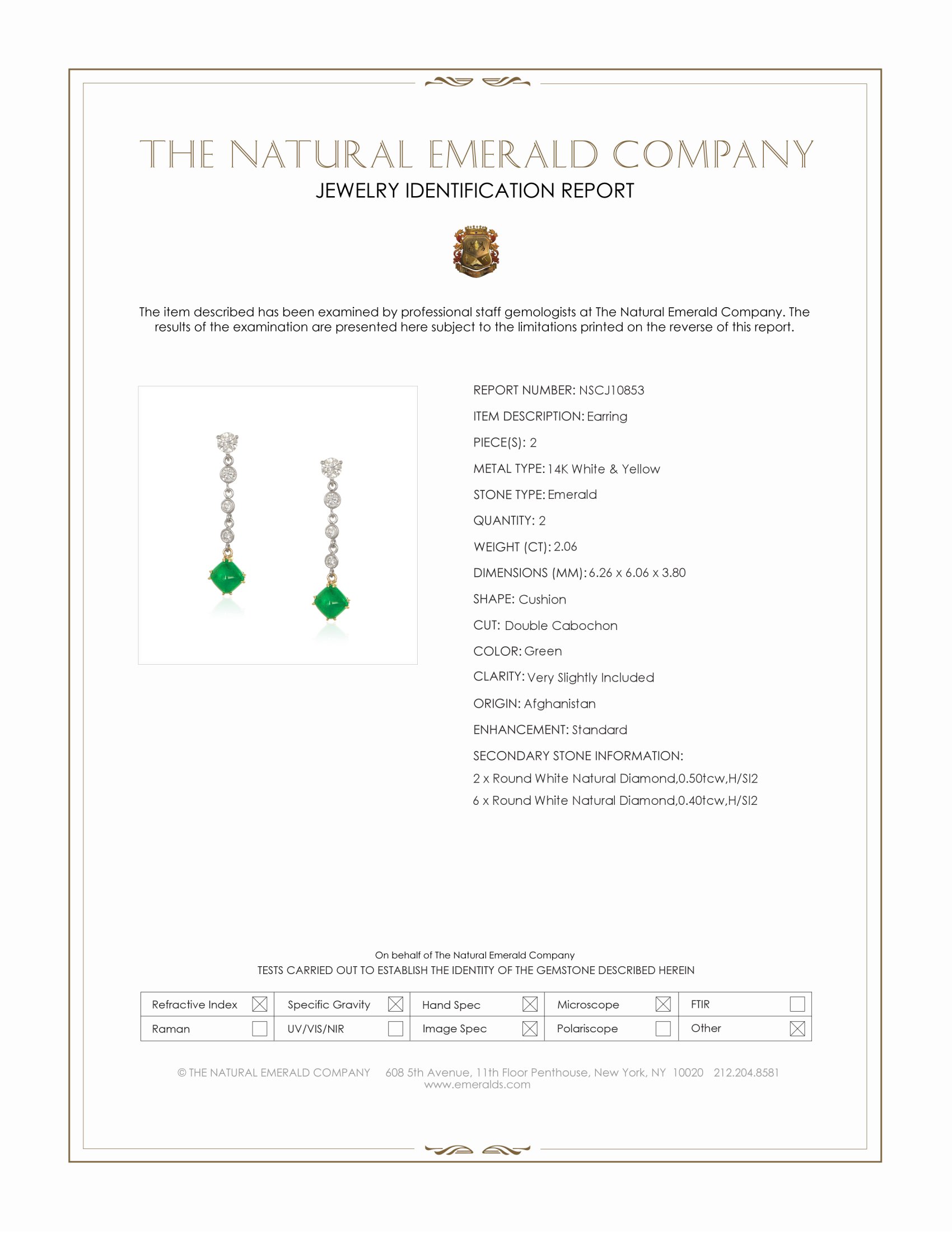 2.06 Ct.Tw. Emerald and Natural Diamond Bezel Earrings, 14K White & Yellow