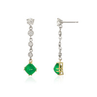 2.06 Ct.Tw. Emerald Natural Diamond Bezel Earrings, 14K White & Yellow Image