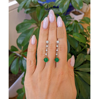 2.06 Ct.Tw. Emerald Natural Diamond Bezel Earrings, 14K White & Yellow Life Style