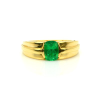 1.25 Ct. Emerald Men's Ring, 18K Yellow Gold Video