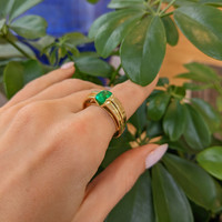 1.25 Ct. Emerald Men's Ring, 18K Yellow Gold Life Style