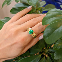 1.25 Ct. Emerald Men's Ring, 18K Yellow Gold Life Style