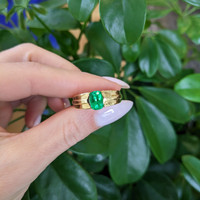 1.25 Ct. Emerald Men's Ring, 18K Yellow Gold Life Style