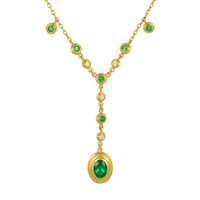 0.73 Ct. Emerald Emerald Accent Stones Necklace, 18K Yellow Gold Video