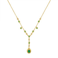0.73 Ct. Emerald Emerald Accent Stones Necklace, 18K Yellow Gold Image