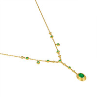 0.73 Ct. Emerald Emerald Accent Stones Necklace, 18K Yellow Gold Image