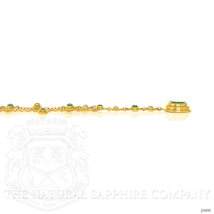0.73 Ct. Emerald Emerald Accent Stones Necklace, 18K Yellow Gold