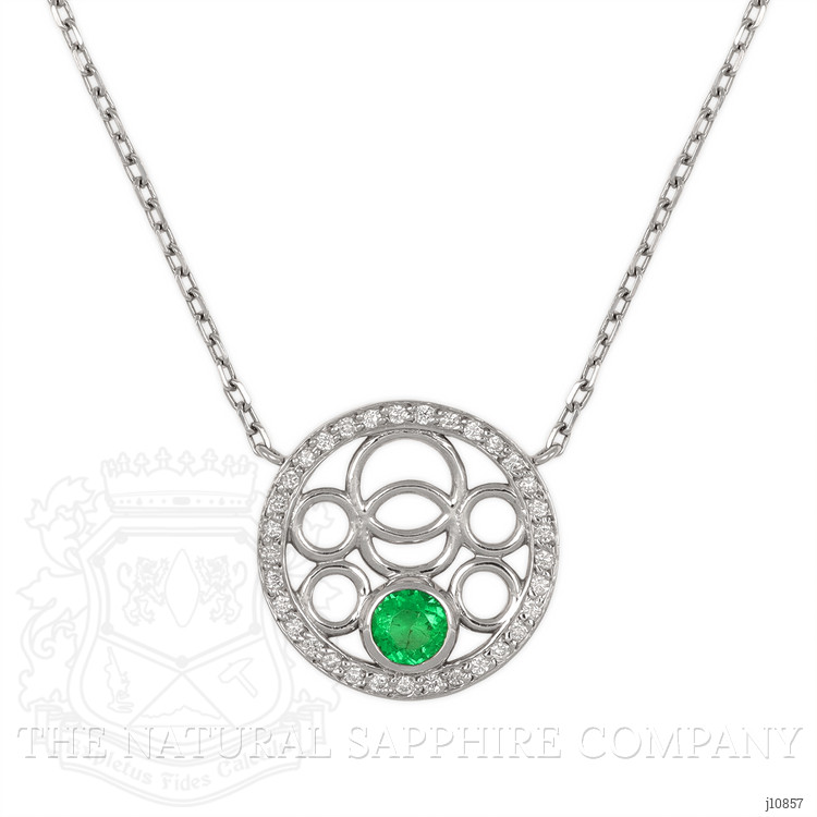 0.41 Ct. Emerald Natural Diamond Pave Necklace, 18K White Gold
