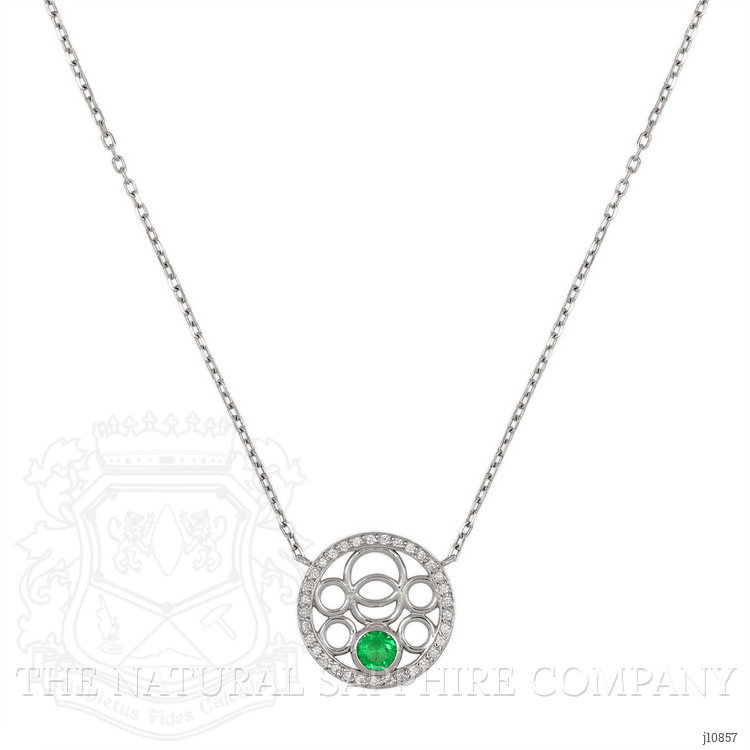 0.41 Ct. Emerald Natural Diamond Pave Necklace, 18K White Gold
