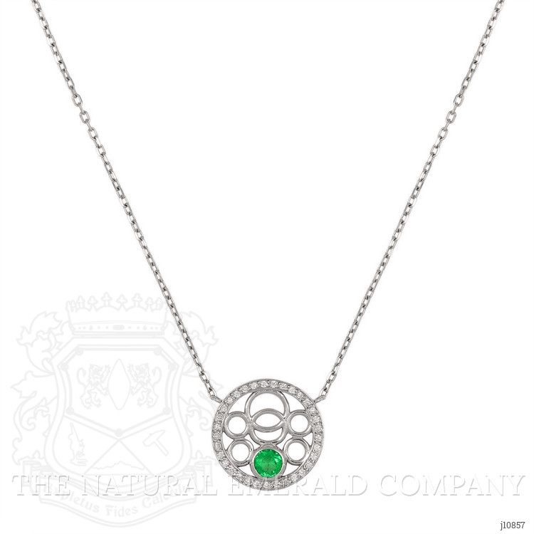 0.41 Ct. Emerald Natural Diamond Pave Necklace, 18K White Gold