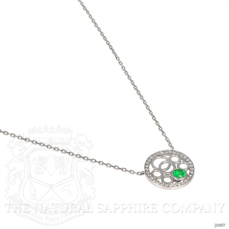 0.41 Ct. Emerald Natural Diamond Pave Necklace, 18K White Gold