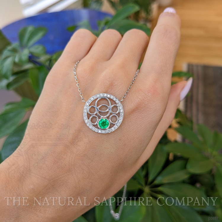 0.41 Ct. Emerald Natural Diamond Pave Necklace, 18K White Gold