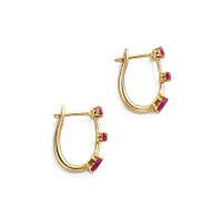 1.01 Ct.Tw.Total Carat Weight Ruby Hoops Earrings, 14K Yellow Gold Image