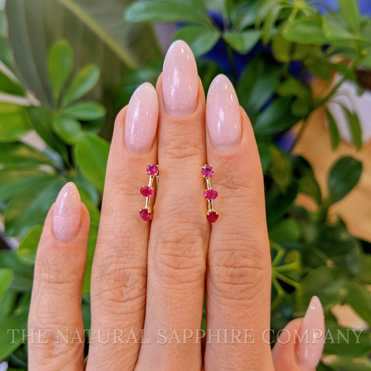 1.01 Ct.Tw. Ruby Hoops Earrings, 14K Yellow Gold