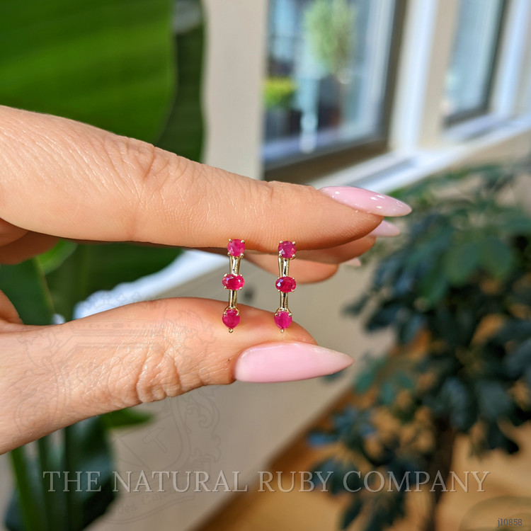 1.01 Ct.Tw. Ruby Hoops Earrings, 14K Yellow Gold