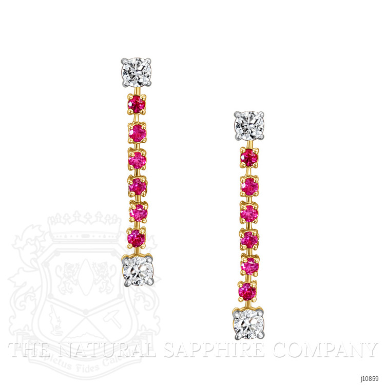 0.51 Ct.Tw. Rhodolite Garnet Natural Diamond Studs Earrings, 14K Yellow Gold