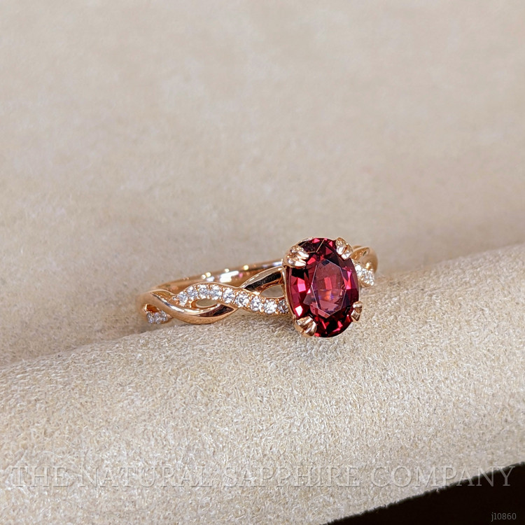 1.59 Ct. Garnet Natural Diamond Pave Ring, 18K Rose Gold