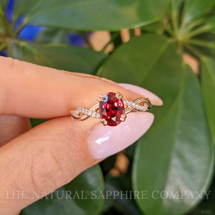 1.59 Ct. Garnet Natural Diamond Pave Ring, 18K Rose Gold