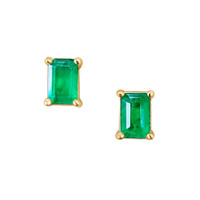 1.09 Ct.Tw. Emerald Studs Earrings, 14K Yellow Gold Image