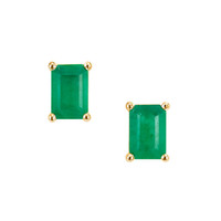 1.09 Ct.Tw. Emerald Studs Earrings, 14K Yellow Gold Image