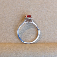 1.23 Ct. Ruby Natural Diamond Pave Ring, 18K White Gold Image