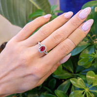 1.23 Ct. Ruby Natural Diamond Pave Ring, 18K White Gold Life Style