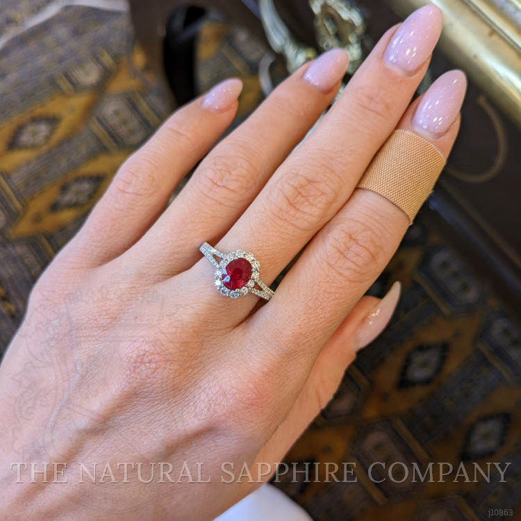 1.23 Ct. Ruby Natural Diamond Pave Ring, 18K White Gold