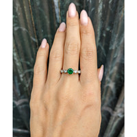 0.56 Ct. Emerald Natural Diamond Antique Style Ring, 18K White Gold Life Style