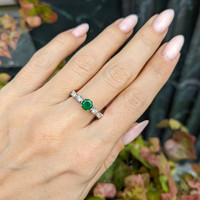 0.56 Ct. Emerald Natural Diamond Antique Style Ring, 18K White Gold Life Style