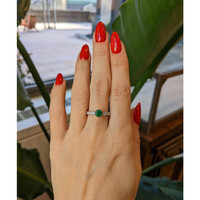 0.56 Ct. Emerald Natural Diamond Antique Style Ring, 18K White Gold Life Style