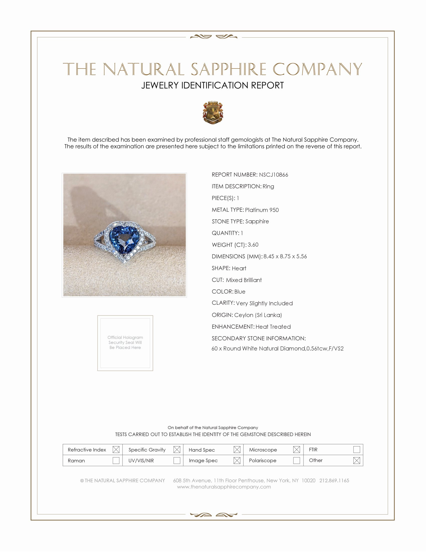 3.60 Ct. Blue Sapphire and Natural Diamond Pave Ring, Platinum 950