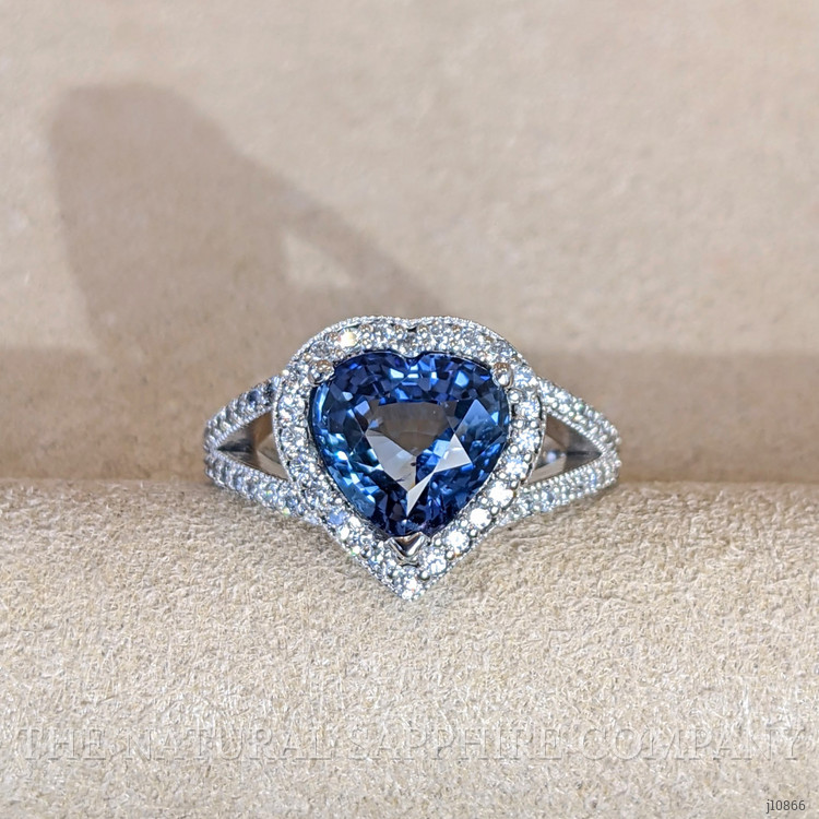 3.60 Ct. Blue Sapphire and Natural Diamond Pave Ring, Platinum 950