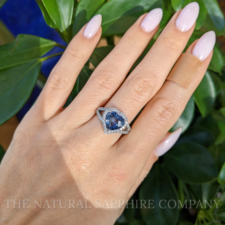 3.60 Ct. Blue Sapphire and Natural Diamond Pave Ring, Platinum 950
