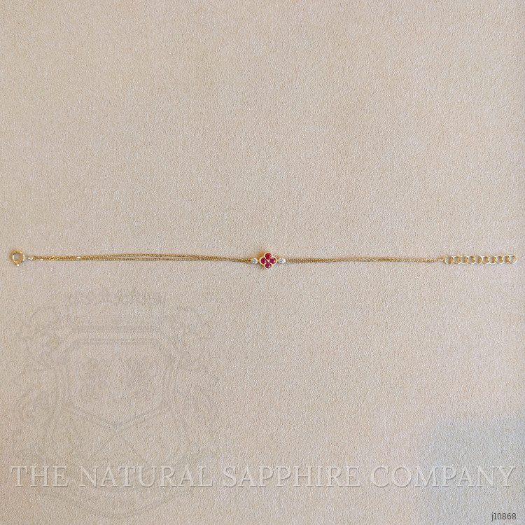 0.20 Ct.Tw. Ruby Natural Diamond Accent Stones Bracelet, 14K Yellow Gold