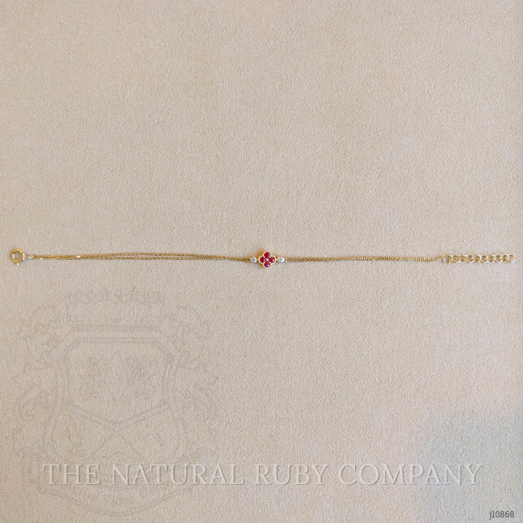 0.20 Ct.Tw. Ruby Natural Diamond Accent Stones Bracelet, 14K Yellow Gold