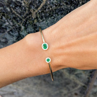 0.32 Ct.Tw. Emerald Emerald Bangle Bracelet, 14K Yellow Gold Life Style