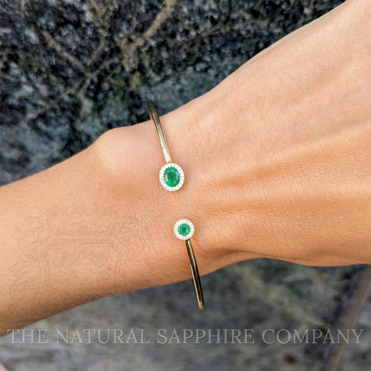 0.32 Ct.Tw. Emerald Emerald Bangle Bracelet, 14K Yellow Gold