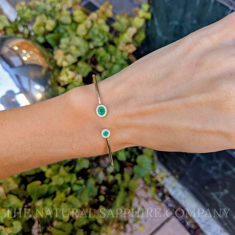 0.32 Ct.Tw. Emerald Emerald Bangle Bracelet, 14K Yellow Gold