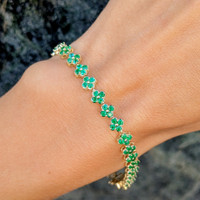 10.43 Ct.Tw. Emerald Tennis/Line Bracelet, 14K Yellow Gold Image