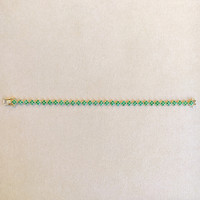 10.43 Ct.Tw. Emerald Tennis/Line Bracelet, 14K Yellow Gold Image