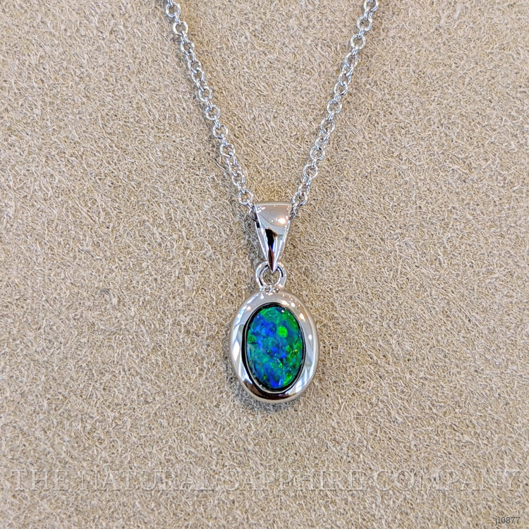 0.32 Ct. Opal Bezel Pendant, 14K White Gold