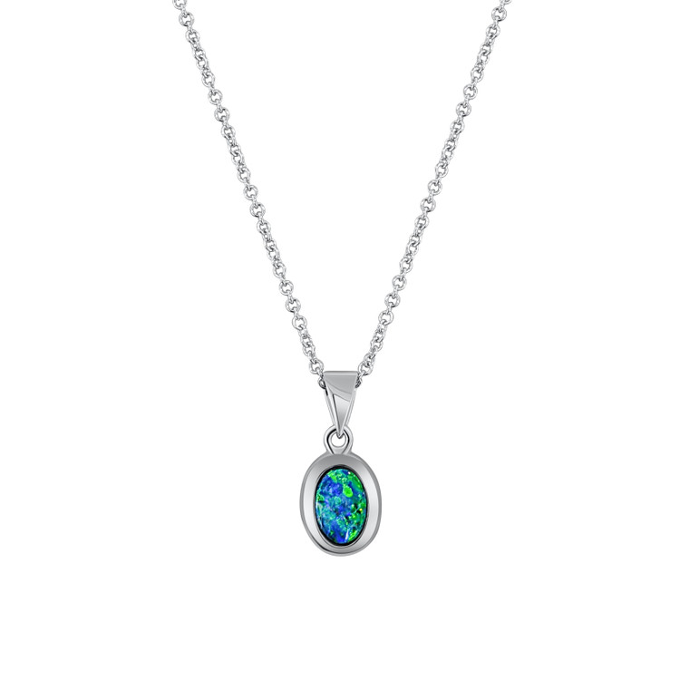 0.32 Ct. Opal Bezel Pendant, 14K White Gold